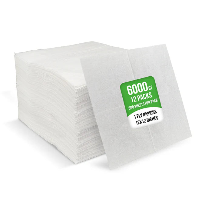 1 Ply Lunch Napkins 1/4 Fold - White