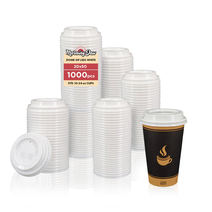 Dome Sip Lid for 10-24 oz Hot Paper Cups - White