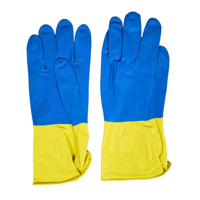 Natural Latex Gloves Blue/Yellow Large