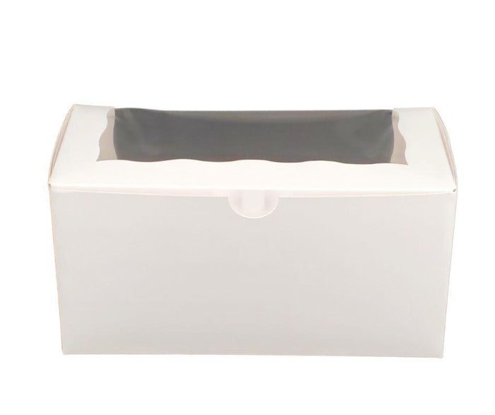 Cup Cake Box with Window - White - 8 x 4 x 4 - Double / 2 Cupcake