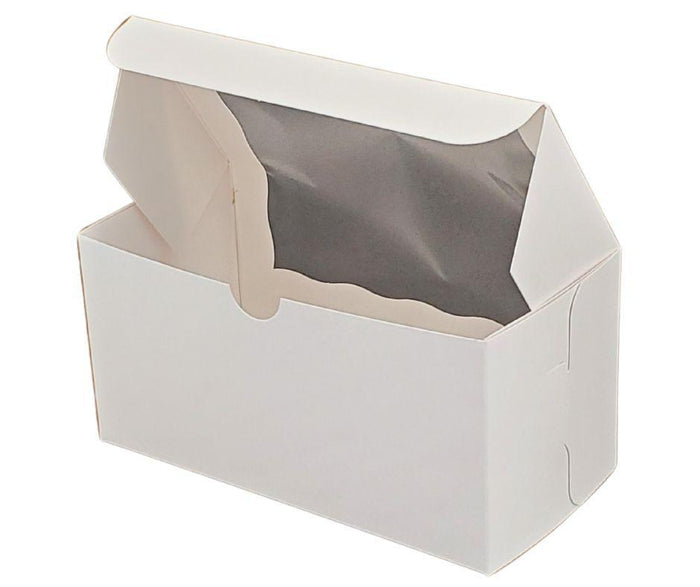 Cup Cake Box with Window - White - 8 x 4 x 4 - Double / 2 Cupcake