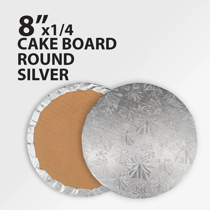 Cake Board - Round - Silver - 8x1/4