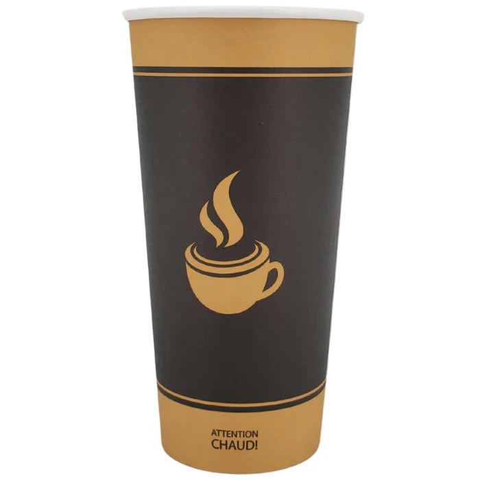 20 oz Hot Paper Cups - Ebony Print - H20E