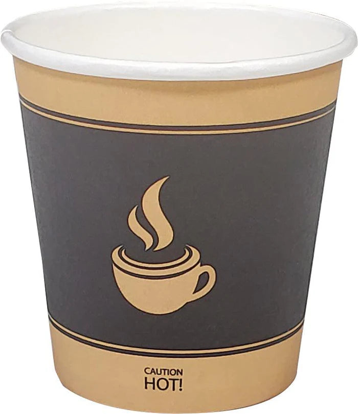 4 oz Hot Paper Cups - Ebony Print - H4E