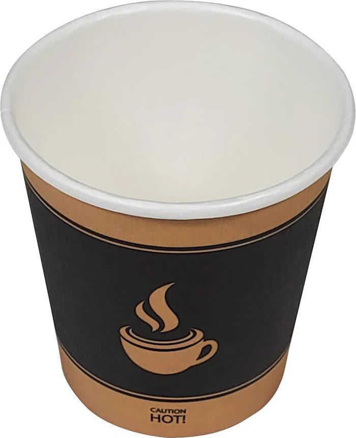 4 oz Hot Paper Cups - Ebony Print - H4E