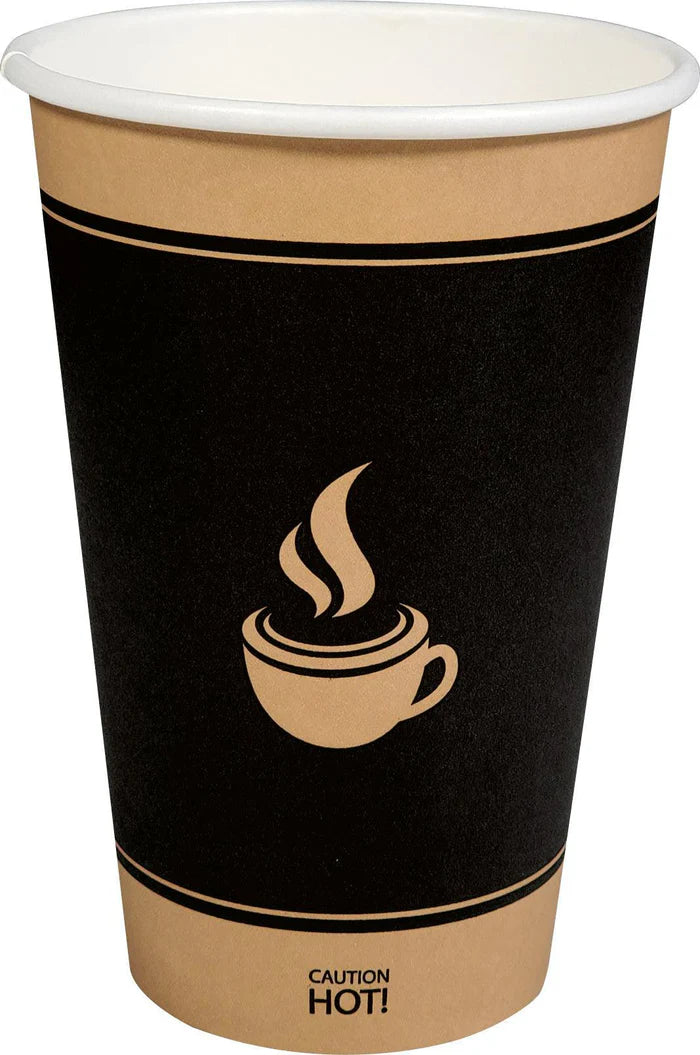 16 oz Hot Paper Cup - Ebony Print - H16E