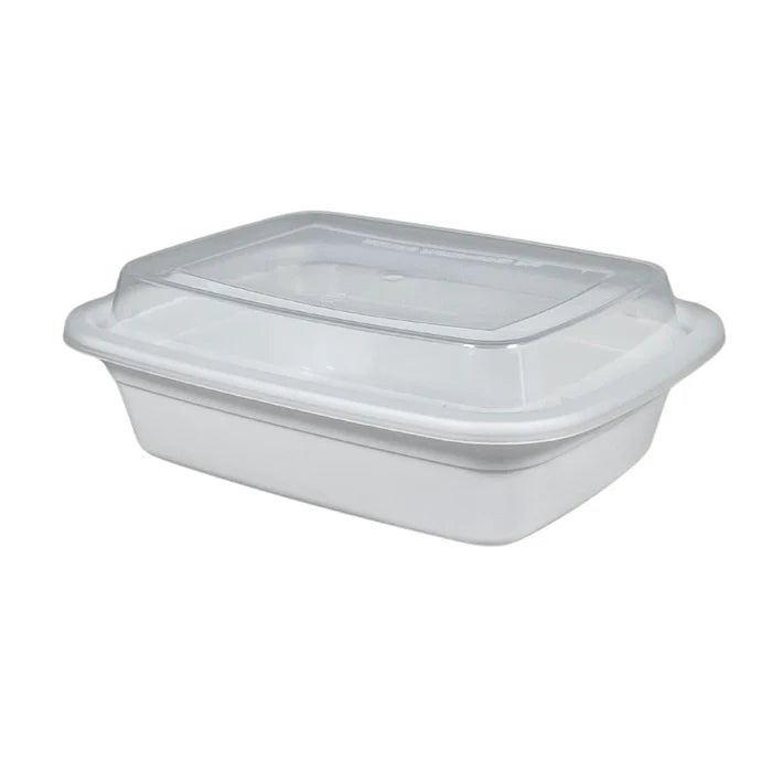 12oz Rectangle Plastic Container - White