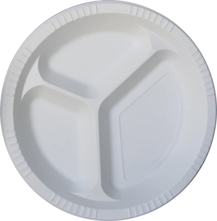 Starch 10 Inch Round Plate 3 Compartment