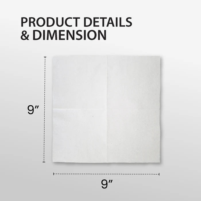 1 Ply Cocktail Napkins 1/4 Fold - White