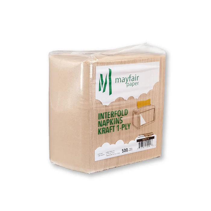 1 ply Interfold Napkins 1/4 Fold - Kraft