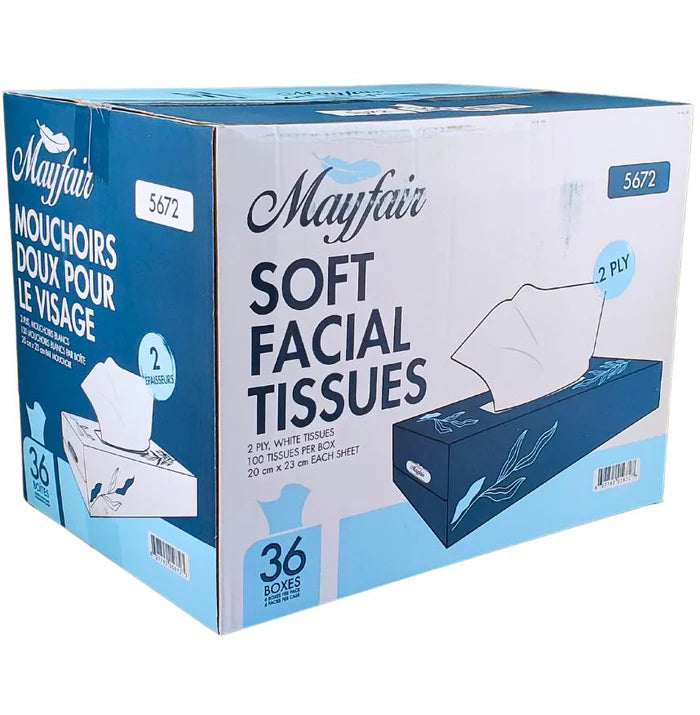 2ply White Facial Tissue- 100 shts