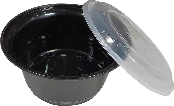 Heavy 28oz Rectangular Combo Container - Black