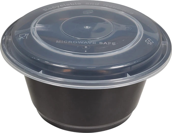Heavy 28oz Rectangular Combo Container - Black