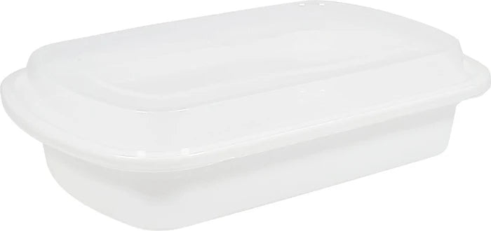 Heavy 24oz Rectangular Combo Container - White