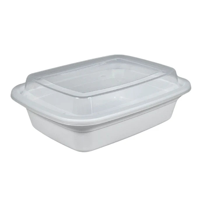 12oz Rectangle Plastic Container - White
