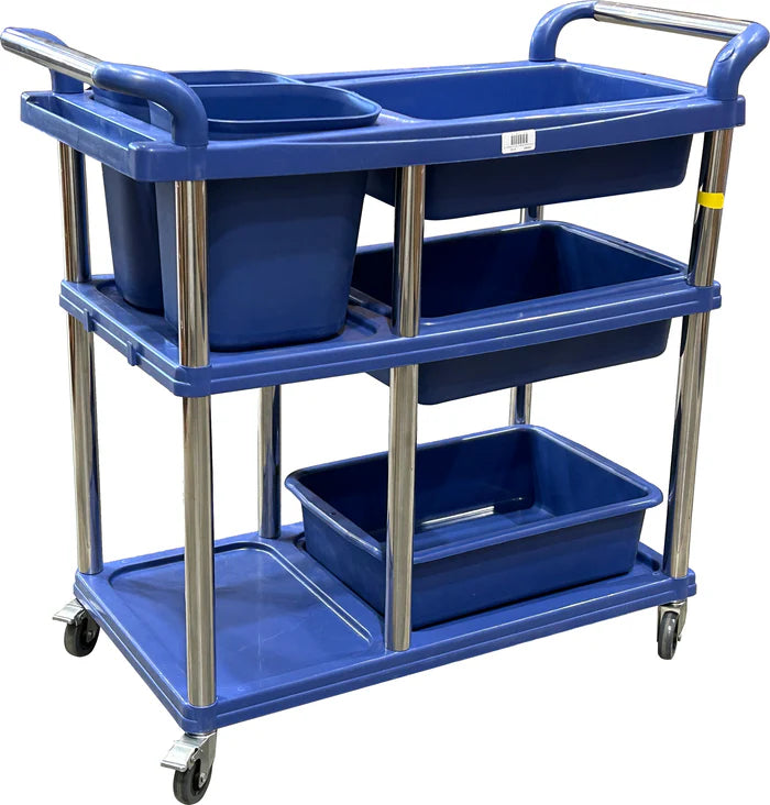 Restaurant Cart (80*45*92.5 cm) w/ 3 Trays + 2 Buckets