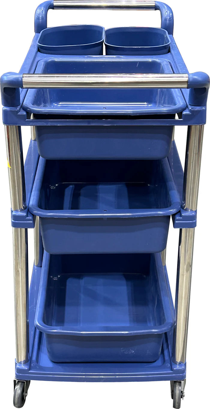 Restaurant Cart (80*45*92.5 cm) w/ 3 Trays + 2 Buckets